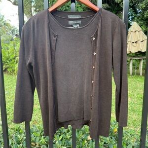 Silk Banana Republic Chocolate Knit Cardigan and Tank Set - Size Small